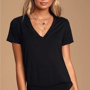 Lulu's Black V-Neck Bodysuit